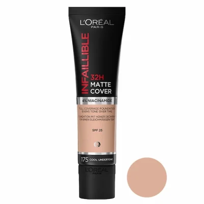 کرم پودر مات لورال مدل Infallible Matte Cover با ماندگاری 32 ساعته شماره 175 حجم 30 میلی لیتر