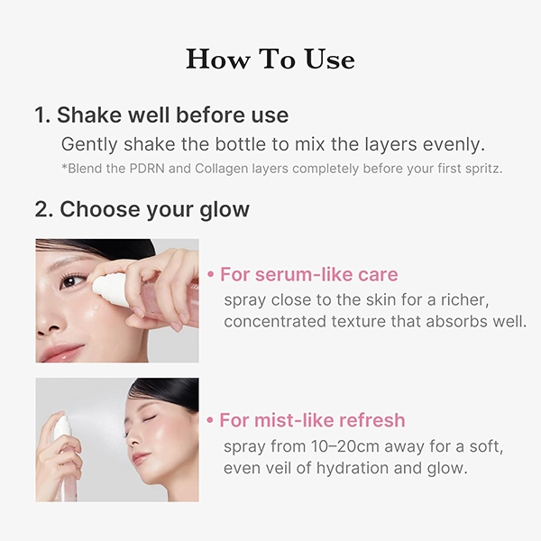 میست ژلی جوانساز و ضدچروک کلاژن صورتی PDRN مدی کیوب مدل Pink Collagen Glow Jelly Mist Serum