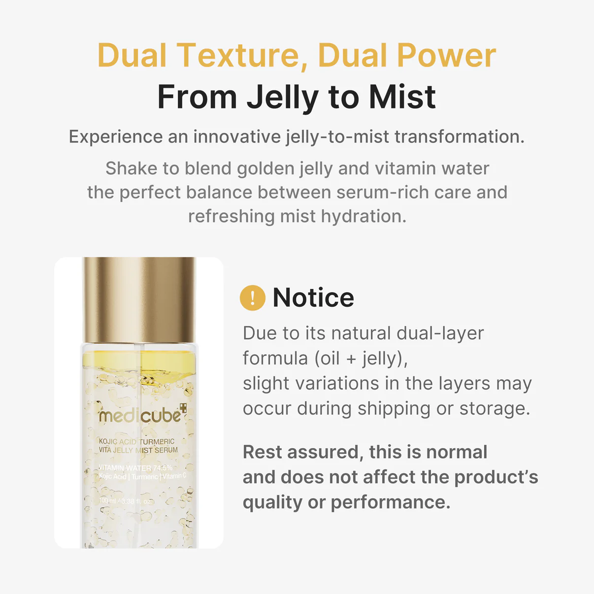 میست ژلی ضدلک و روشن کننده کوجیک اسید و زردچوبه مدی کیوب مدل Kojic Acid Turmeric Vita Jelly Mist Serum - تصویر 3