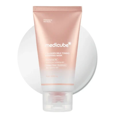 ماسک کلاژن شیری روز و شب مدی کیوب مدل Wrapping Mask Collagen Milky Glow