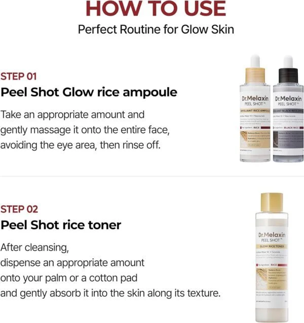 تونر تخصصی روشنکننده و آبرسان دکتر ملاکسین مدل Peel Shot Glow Rice