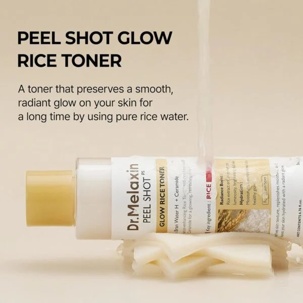 تونر تخصصی روشنکننده و آبرسان دکتر ملاکسین مدل Peel Shot Glow Rice