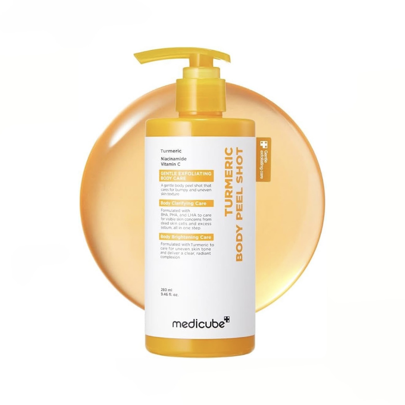 پیلینگ شات بدن کوجیک اسید و زردچوبه مدی کیوب مدل Kojic Acid Turmeric Body Peel Shot