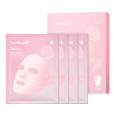 پک ماسک لیفت صورت و غبغب جوانساز و ضد چروک PDRN مدی کیوب مدل PDRN Pink Tension Up Mask Set