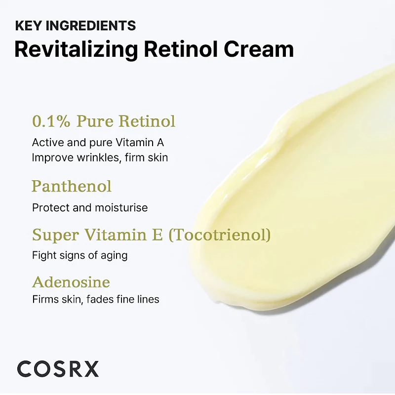 کرم جوانساز و ضد چروک رتینول 0.1 کوزارکس مدل COSRX The Retinol 0.1 Cream ترمیمکننده و ضدپیری با رتینول ملایم - تصویر 3