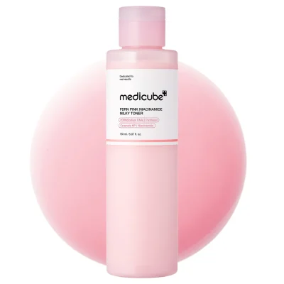 تونر شیری پیدیآران و نیاسینامید مدیکیوب مدل PDRN Pink Niacinamide Milky Toner