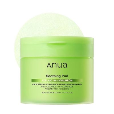 تونر پد آزلایک اسید و هیالورون آنوا Anua Azelaic 10 Hyaluron Redness Soothing Pad | تسکین فوری قرمزی و آبرسانی پوست حساس