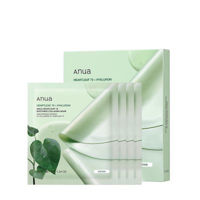 پک ماسک تسکین‌دهنده و آبرسان هارتلیف 70 و کلاژن آنوا ANUA Heartleaf 70 Soothing Collagen Mask