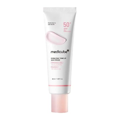 ضدآفتاب تون آپ روشن کننده و جوانساز PDRN صورتی مدی کیوب مدل PDRN Pink Tone Up Sun Cream