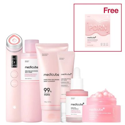 ست جامع جوانساز و مراقبت پوستی مدی کیوب مدل PDRN Pink Glow Home Aesthetic Full Set