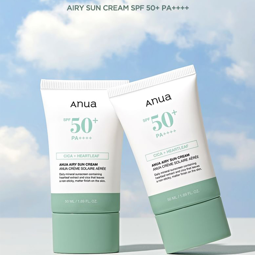 ضدآفتاب ضد التهاب و مرطوب کننده آنوا ANUA AIRY SUN CREAM CICA HEARTLEAF - تصویر 3