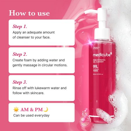 شوینده ژلی پیدیآران مدیکیوب مدل PDRN Pink Gel Cleanser