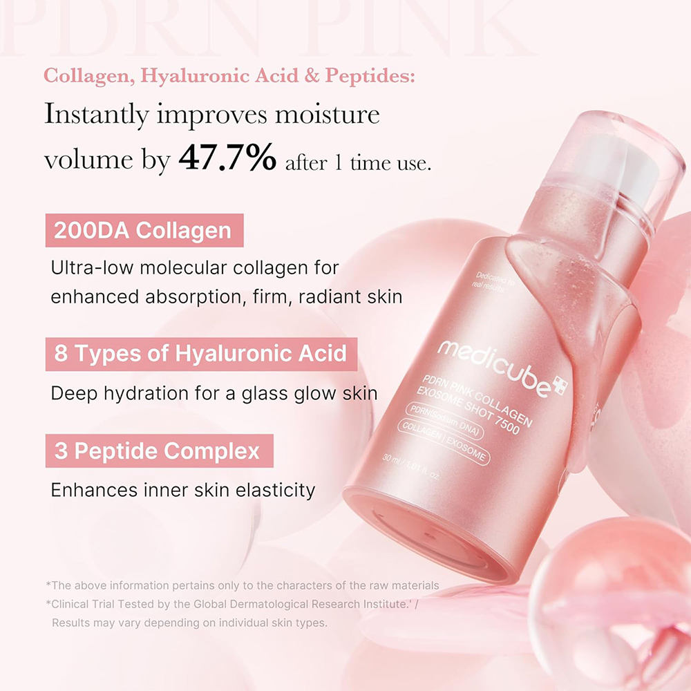 سرم اگزوزوم PDRN و کلاژن شات 7500 مدی کیوب Medicube PDRN Pink Collagen Exosome Shot Serum 7500 PPM - تصویر 4