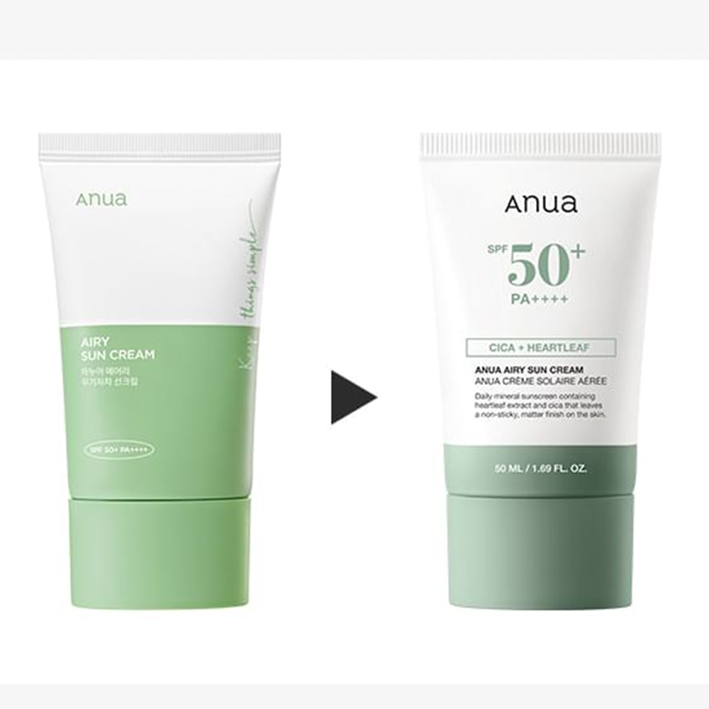 ضدآفتاب ضد التهاب و مرطوب کننده آنوا ANUA AIRY SUN CREAM CICA HEARTLEAF