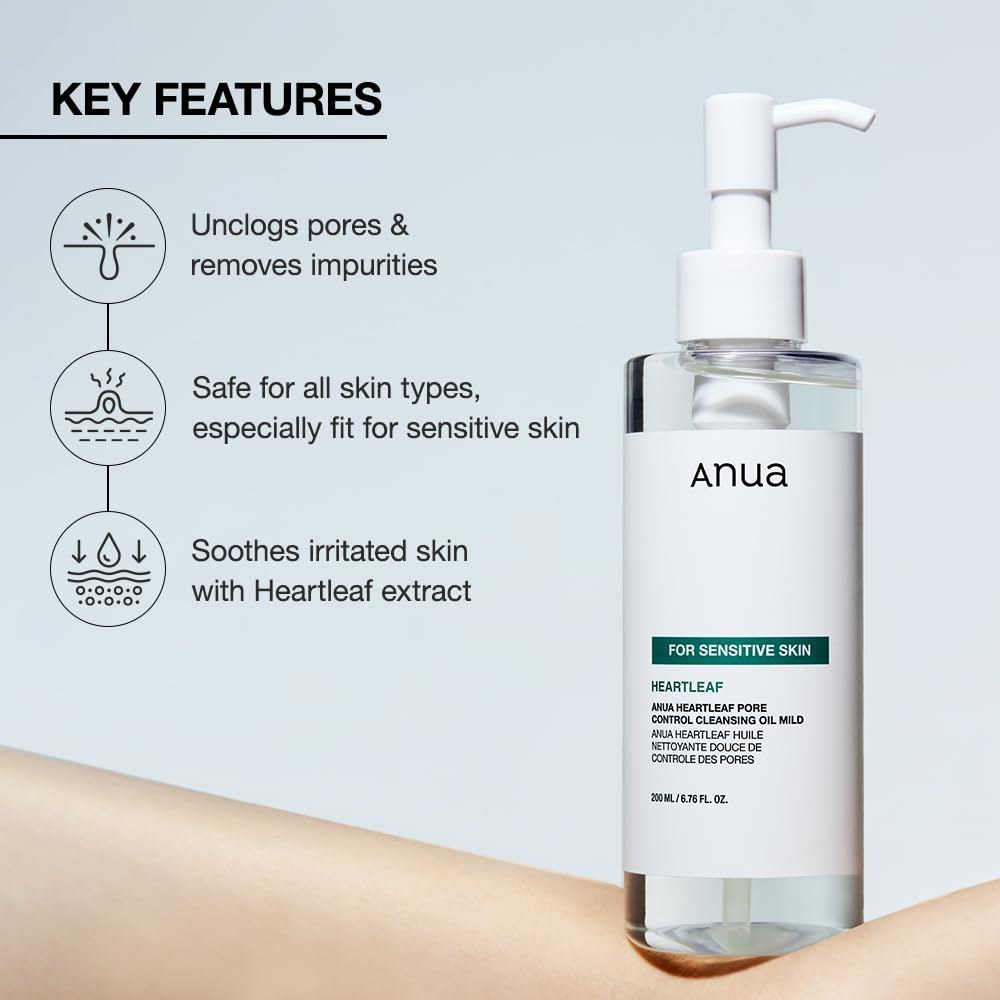 شوینده روغنی کنترل منافذ آنوا مخصوص پوست حساس Anua Heartleaf Pore Control Cleansing Oil Mild - تصویر 5