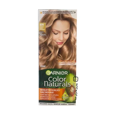 رنگ موی گارنیر شماره 8N قهوه‌ای روشن طبیعی Color Naturals با پوشش کامل موهای سفید