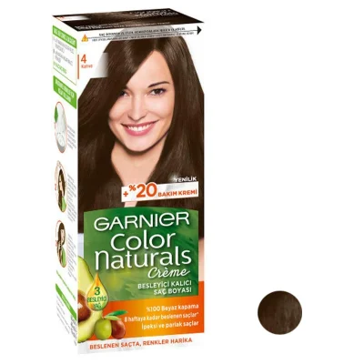 کیت رنگ موی گارنیر شماره 4 قهوهای متوسط Color Naturals با پوشش کامل موهای سفید
