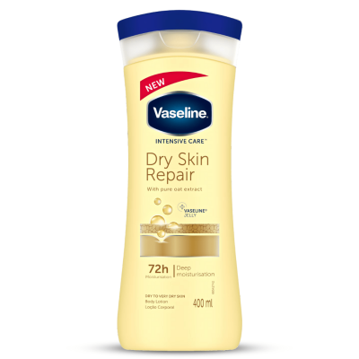 لوسیون بدن ترمیم‌کننده وازلین مدل Dry Skin Repair حجم 400 میلی‌لیتر | مرطوب‌کننده قوی پوست خشک و خیلی خشک