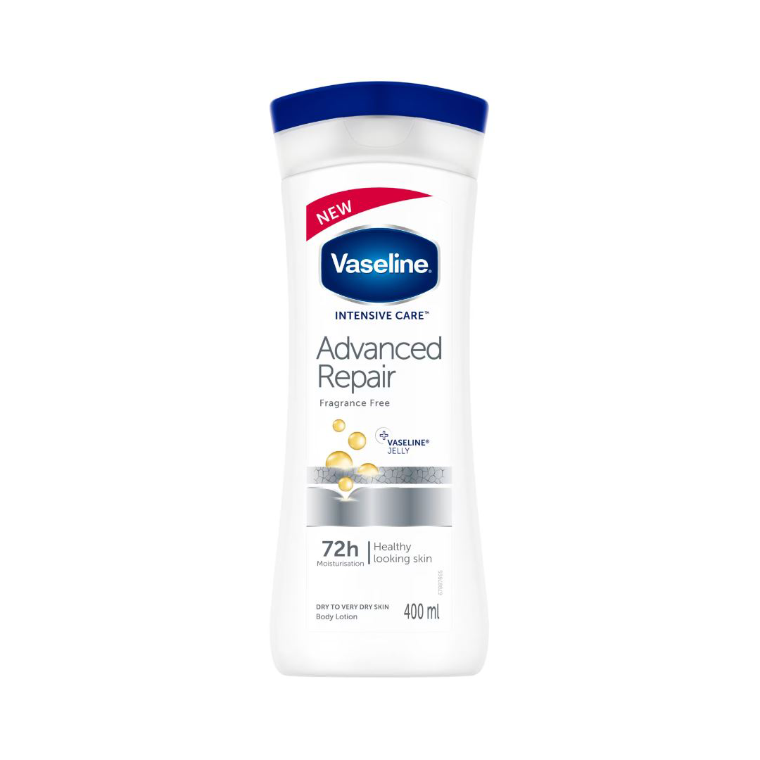 لوسیون بدن وازلین مدل Advanced Repair حاوی بابونه حجم 400 میلیلیتر | ترمیمکننده و مرطوبکننده پوست خشک و حساس