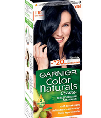 کیت رنگ موی گارنیر شماره 1.10 مشکی پرکلاغی سری Color Naturals با ماندگاری بالا
