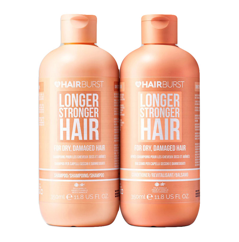 ست شامپو و نرم کننده موهای خشک و آسیب دیده هیربرست Hairburst نارنجی 350 میلیلیتر | ترمیم کننده، ضد ریزش، آبرسان و بدون سولفات