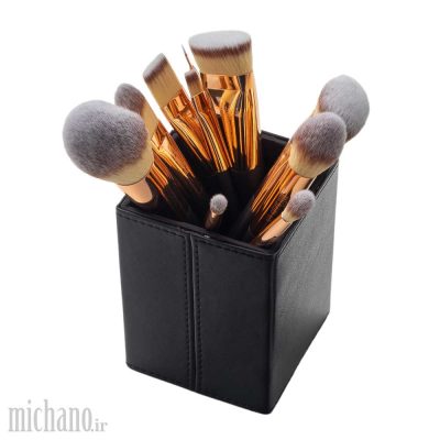 ست براش آرایشی 12 تکه میچانو مدل MICHANO 12pcs Brush Set همراه استند چرمی مگنتی