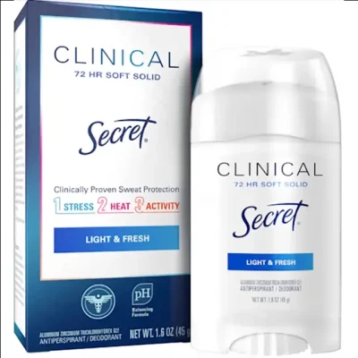 دئودورانت ضد تعریق سکرت کلینیکال مدل Light & Fresh با ماندگاری ۷۲ ساعته