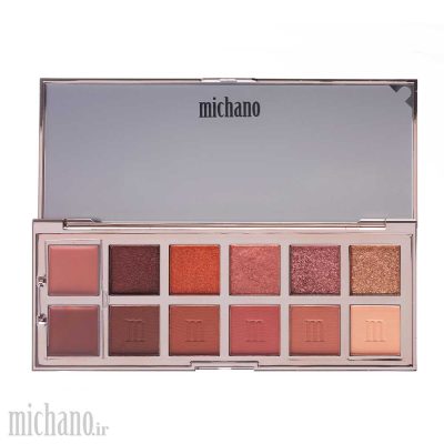 پالت سایه 12 رنگ داستی رز میچانو MICHANO DUSTY ROSE Eyeshadow Palette با پیگمنت بالا و ماندگاری طولانی