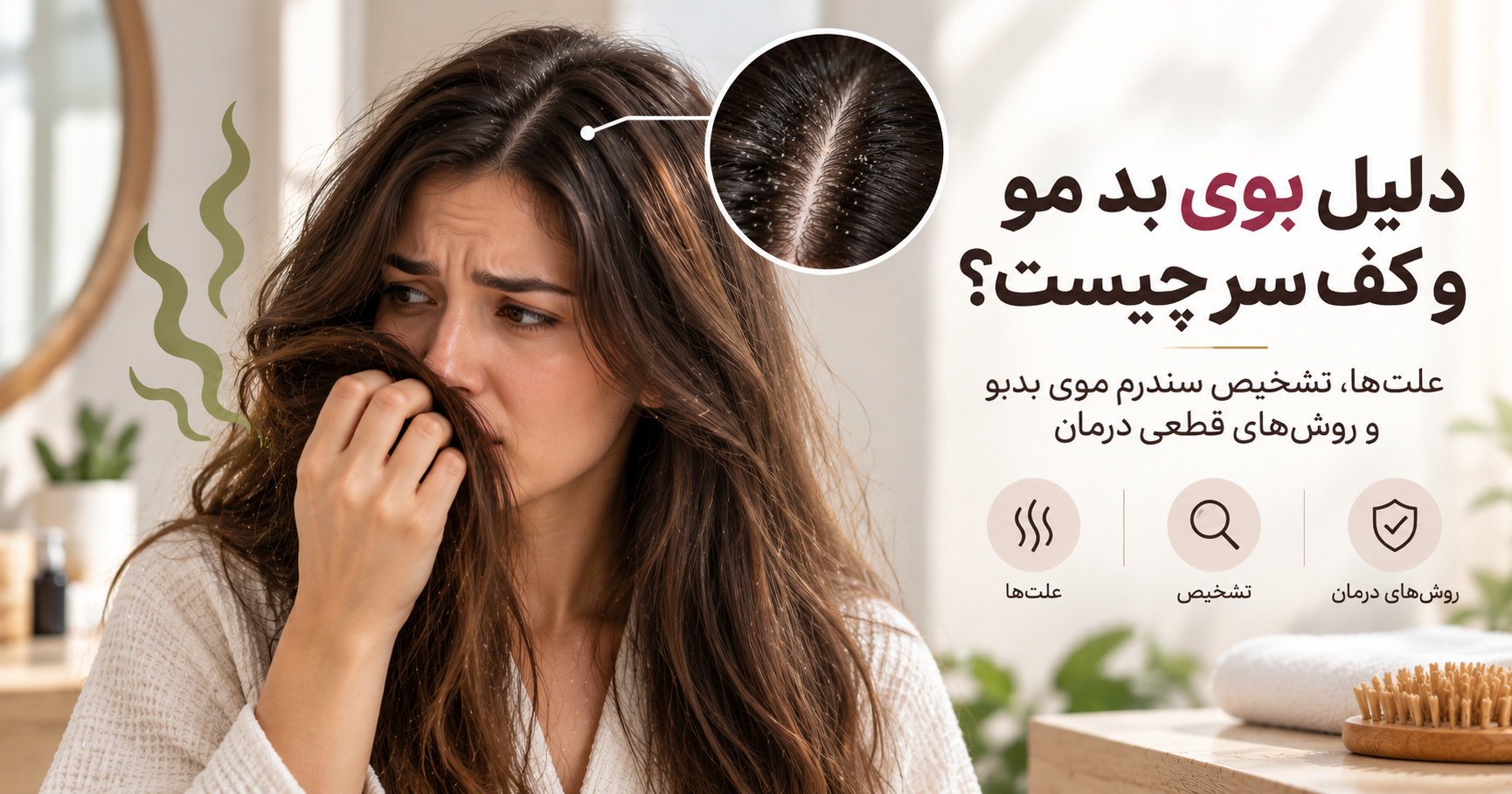دلیل بوی بد مو و کف سر چیست؟ علت‌ها، تشخیص سندرم موی بدبو و روش‌های قطعی درمان