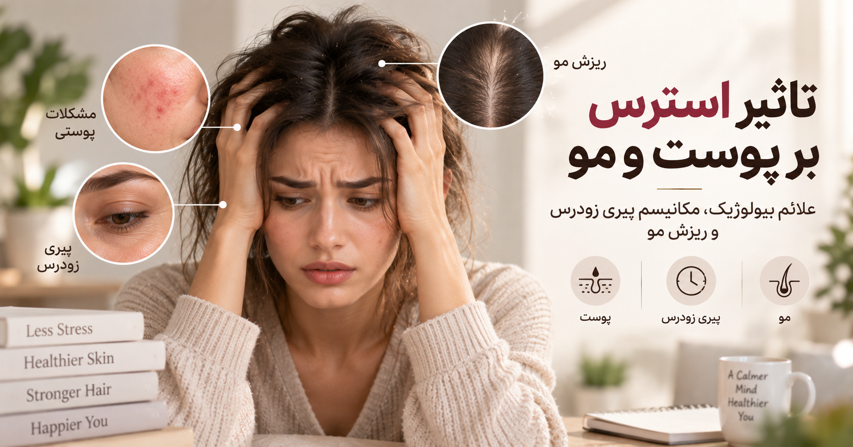 تاثیر استرس بر پوست و مو؛ علائم بیولوژیک، مکانیسم پیری زودرس و ریزش مو